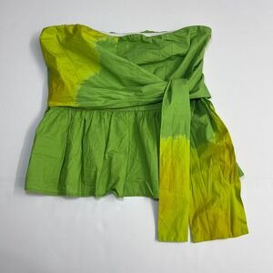 Anthropologie Samant Chauhan Peplum Tube Top Size‎ Small Green Yellow Dip Dye